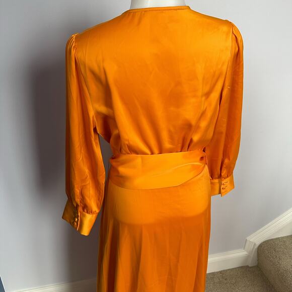 WAYF Goldenrod Marigold Orange Savoia Belted Wrap Midi SizeS - Picture 5 of 7